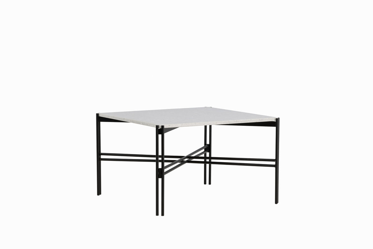Razzia soffbord 75x75x48 cm vit terrazzo med svart underrede