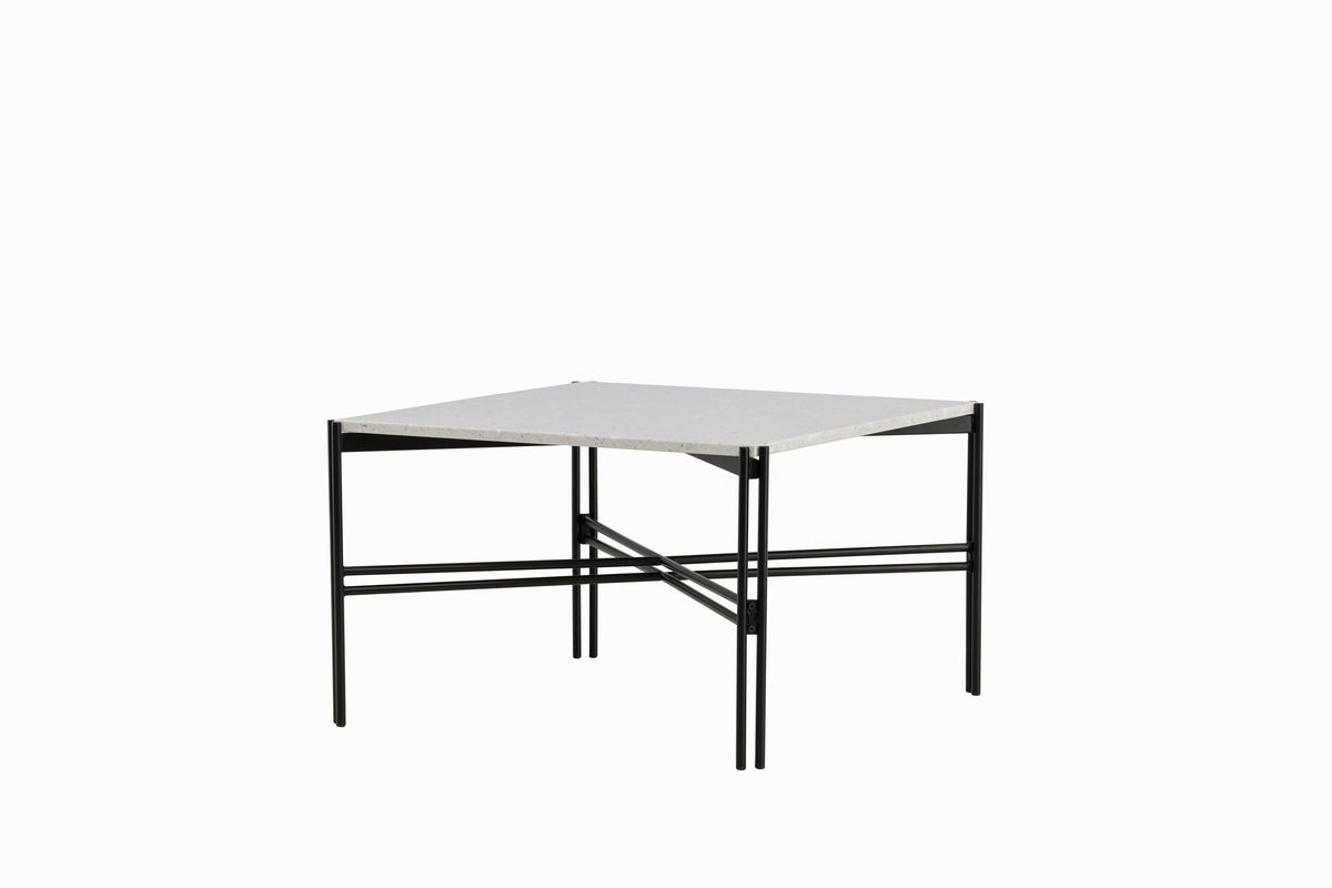 Razzia soffbord 75x75x48 cm vit terrazzo med svart underrede