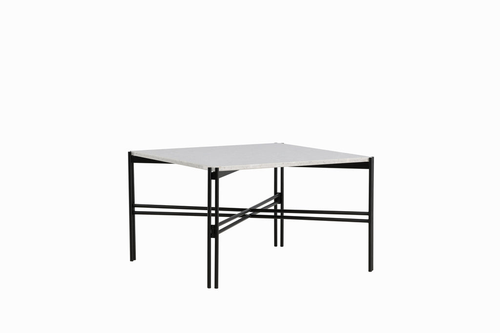 Razzia soffbord 75x75x48 cm vit terrazzo med svart underrede