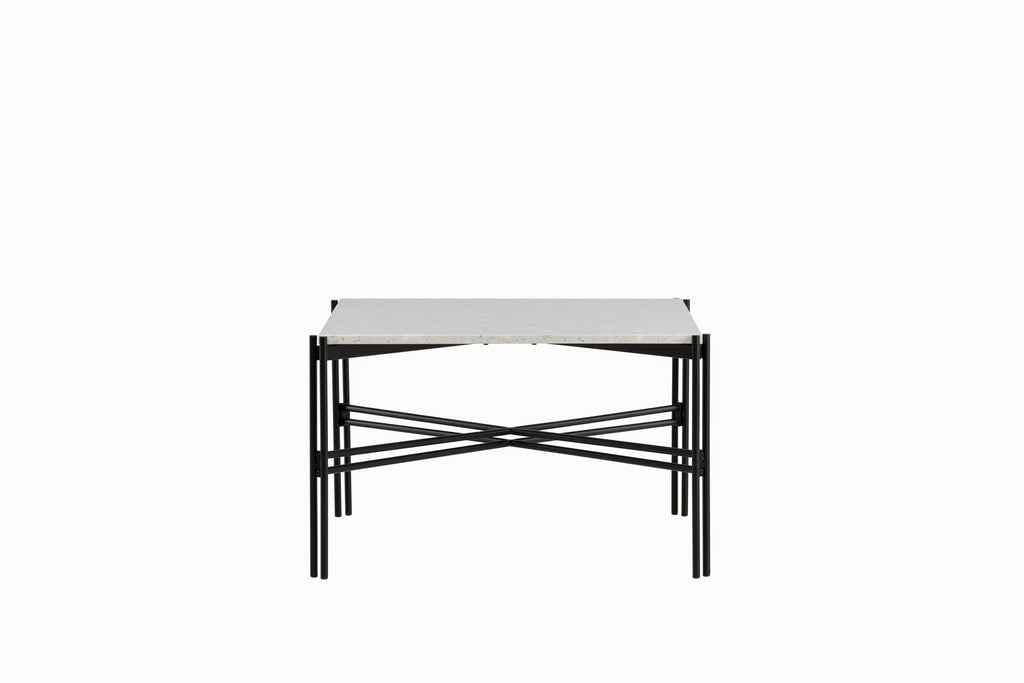 Razzia soffbord 75x75x48 cm vit terrazzo med svart underrede