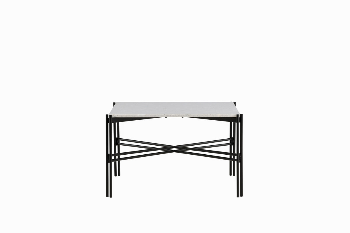 Razzia soffbord 75x75x48 cm vit terrazzo med svart underrede