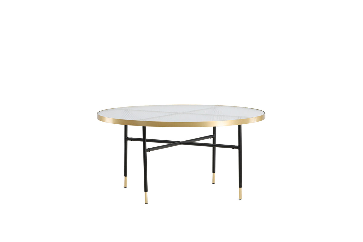 Bubbles soffbord Ø98 cm mässingsfärgat med pressglas