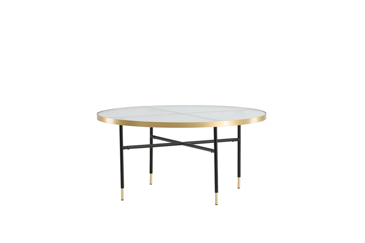 Bubbles soffbord Ø98 cm mässingsfärgat med pressglas