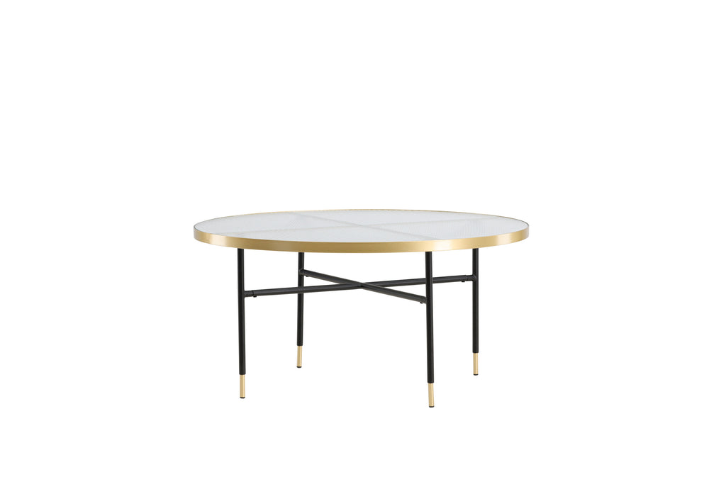 Bubbles soffbord Ø98 cm mässingsfärgat med pressglas