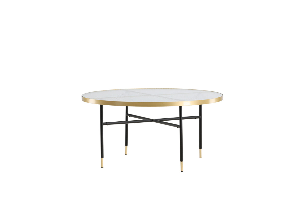Bubbles soffbord Ø98 cm mässingsfärgat med pressglas