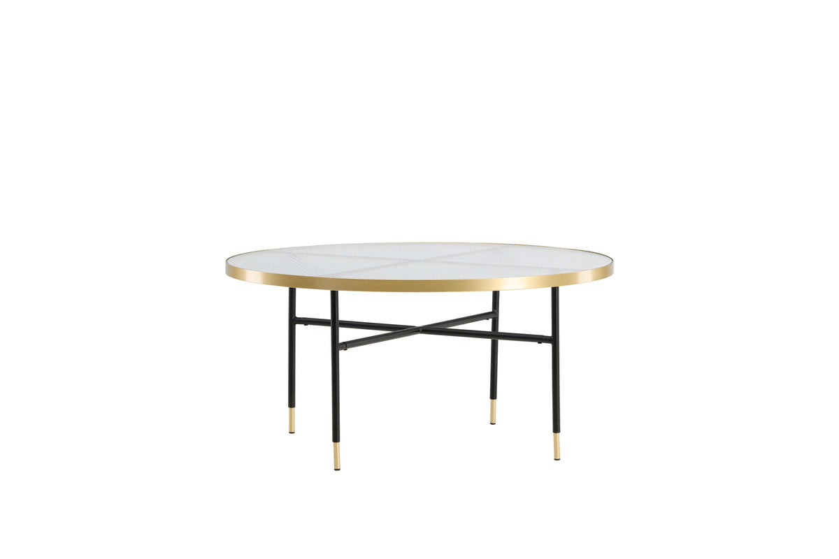 Bubbles soffbord Ø98 cm mässingsfärgat med pressglas