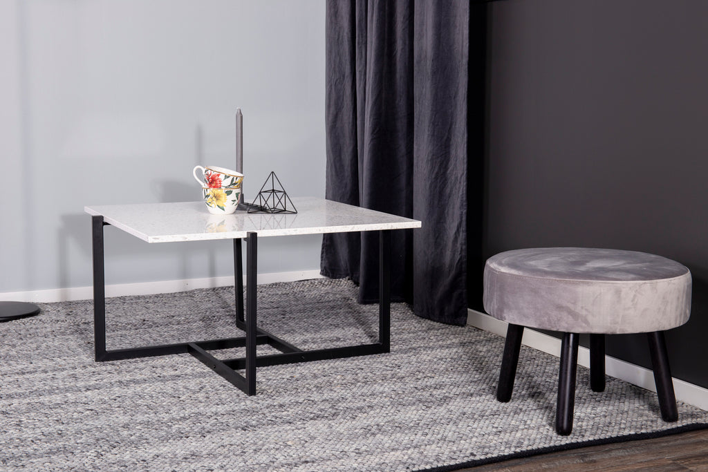 Hybrid soffbord 80x80 vit terrazzo/svart