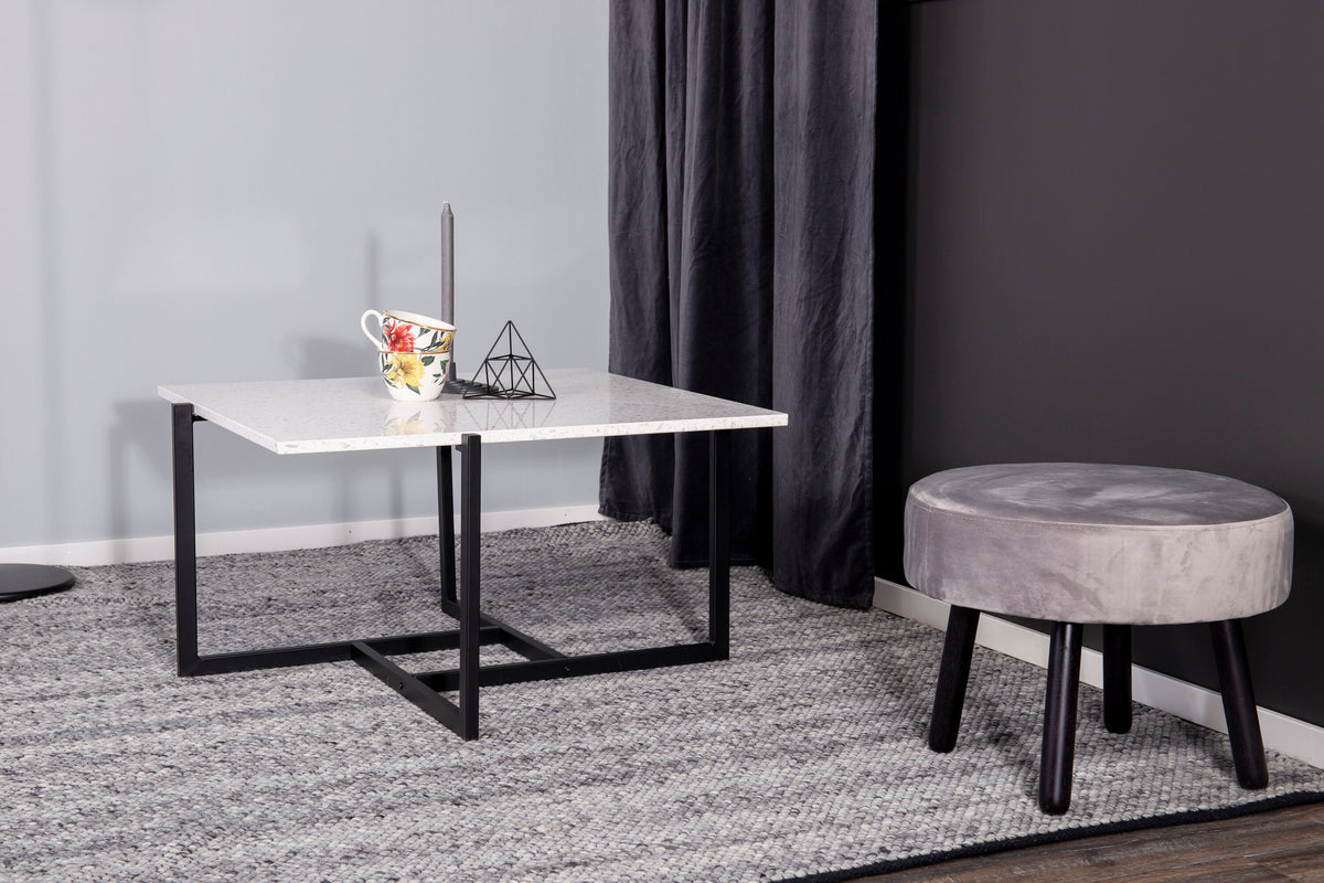 Hybrid soffbord 80x80 vit terrazzo/svart