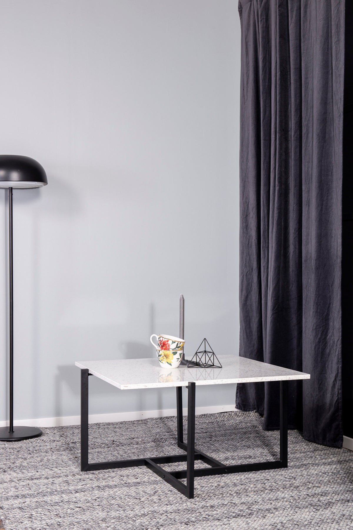 Hybrid soffbord 80x80 vit terrazzo/svart
