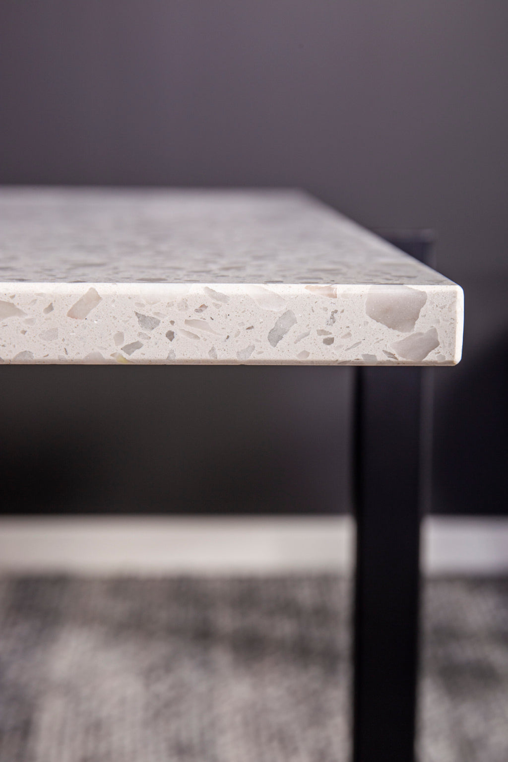 Hybrid soffbord 80x80 vit terrazzo/svart