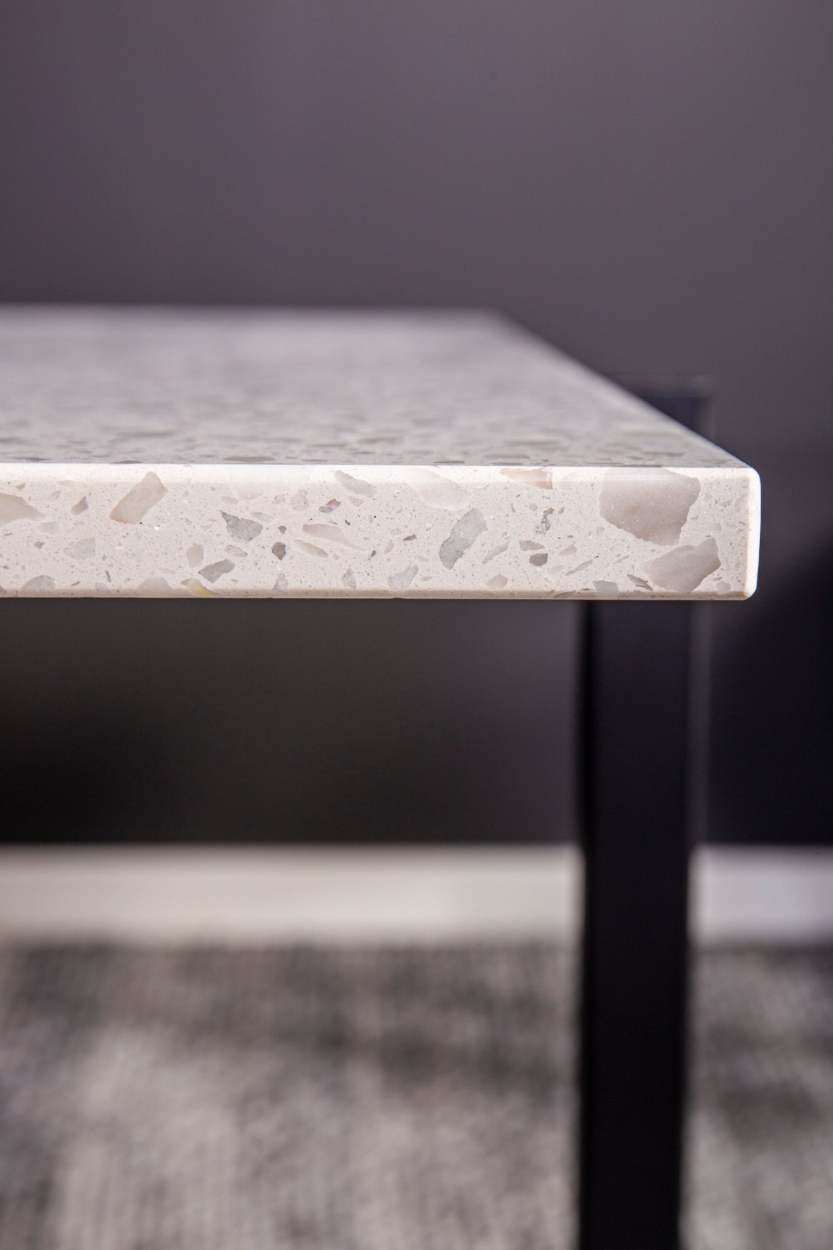 Hybrid soffbord 80x80 vit terrazzo/svart