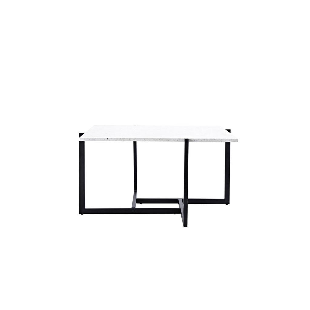 Hybrid soffbord 80x80 vit terrazzo/svart