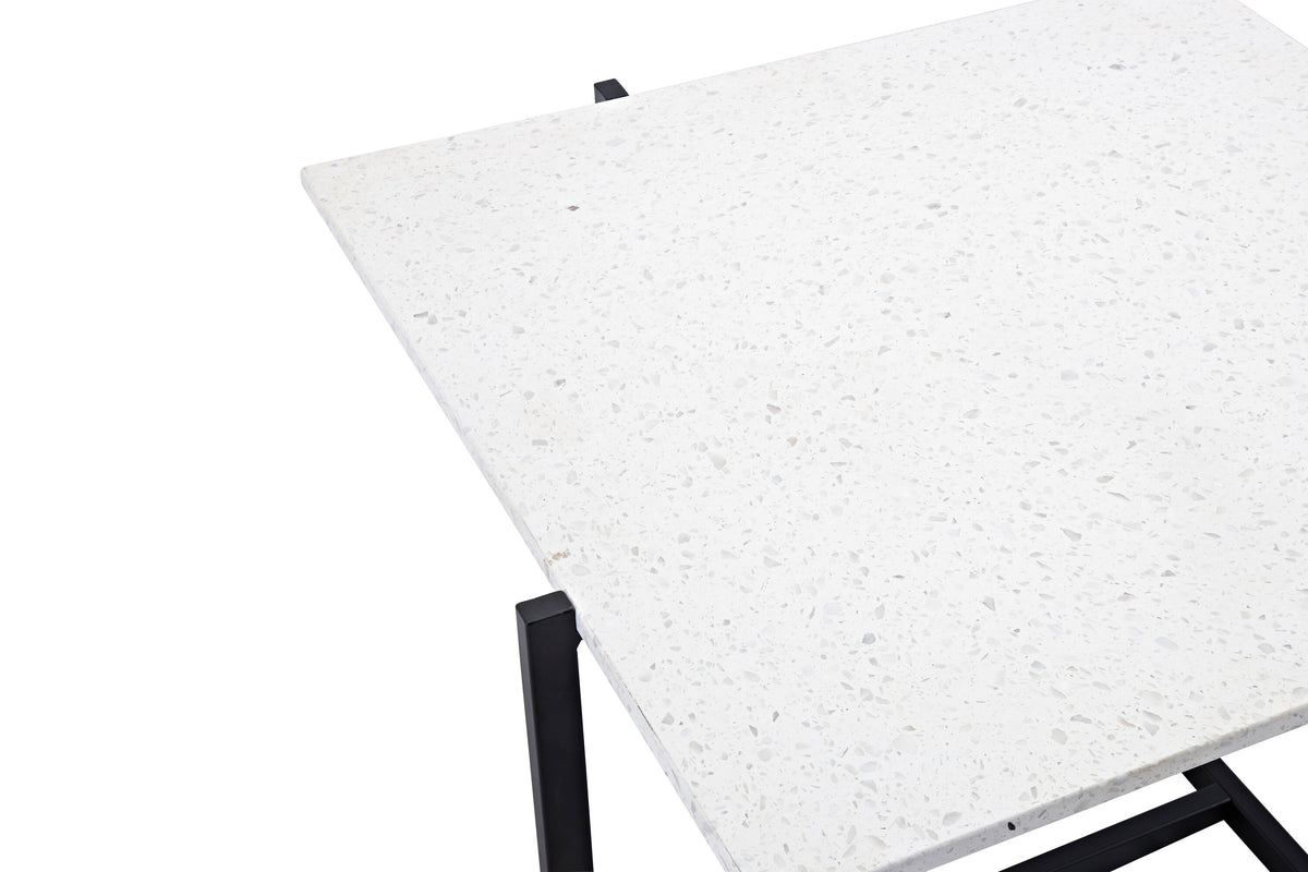 Hybrid soffbord 80x80 vit terrazzo/svart