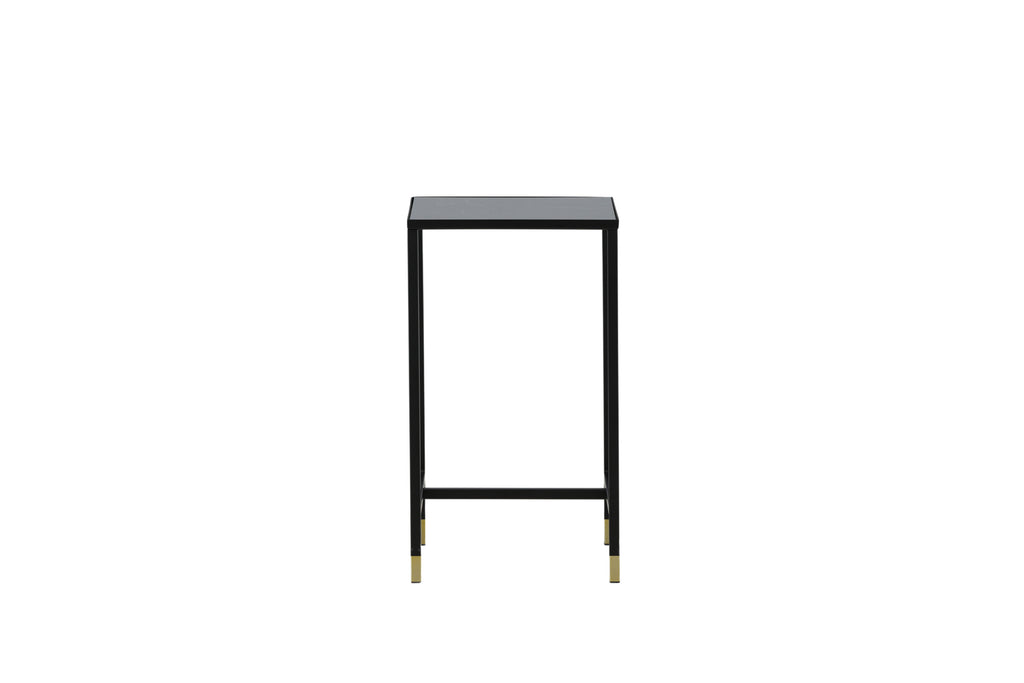 Dipp kvadratiskt sängbord 40x40x70 cm svart/guldfärgat glas och stål