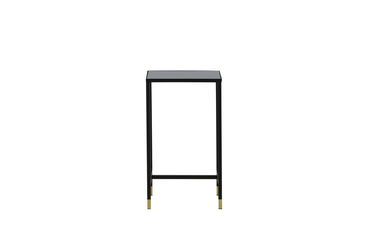 Dipp kvadratiskt sängbord 40x40x70 cm svart/guldfärgat glas och stål