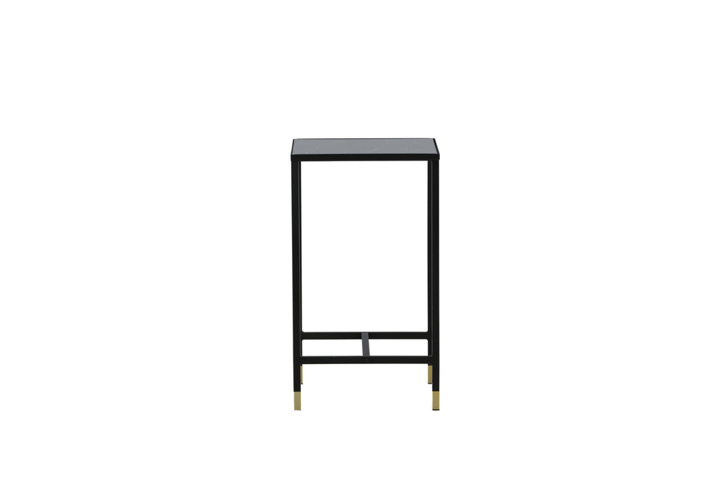 Dipp kvadratiskt sängbord 40x40x70 cm svart/guldfärgat glas och stål