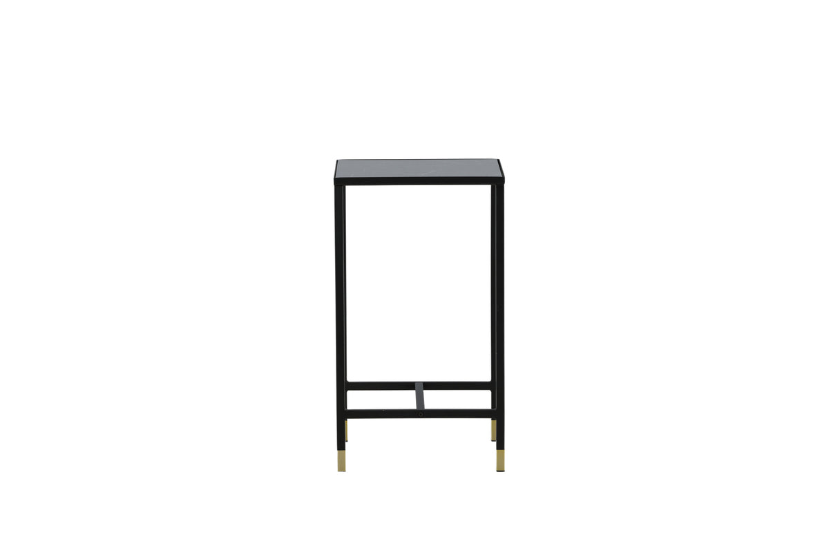 Dipp kvadratiskt sängbord 40x40x70 cm svart/guldfärgat glas och stål