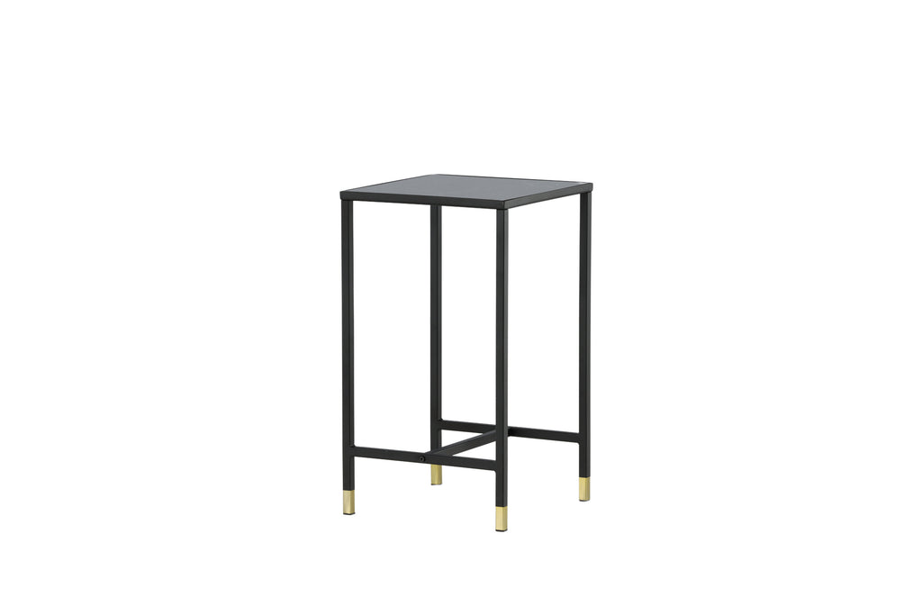 Dipp kvadratiskt sängbord 40x40x70 cm svart/guldfärgat glas och stål