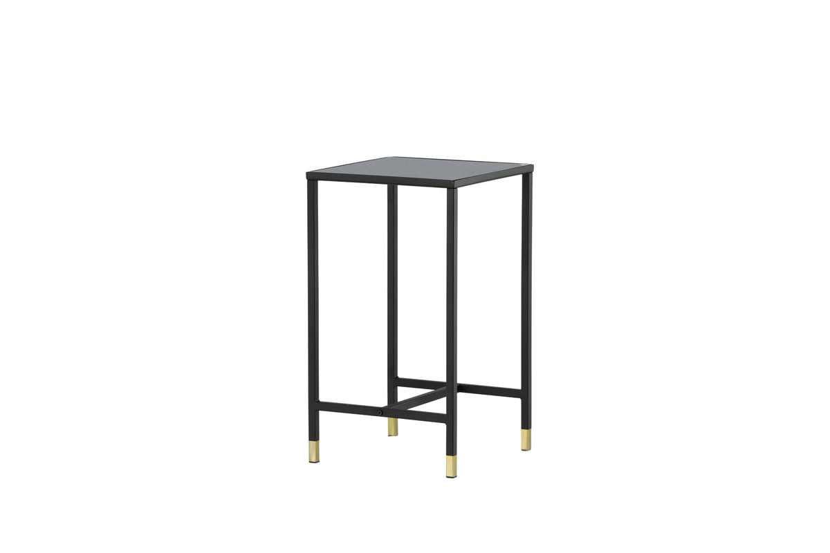 Dipp kvadratiskt sängbord 40x40x70 cm svart/guldfärgat glas och stål