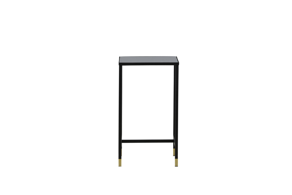 Dipp kvadratiskt sängbord 40x40x70 cm svart/guldfärgat glas och stål