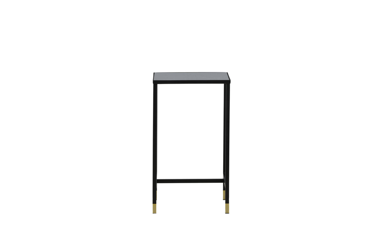Dipp kvadratiskt sängbord 40x40x70 cm svart/guldfärgat glas och stål