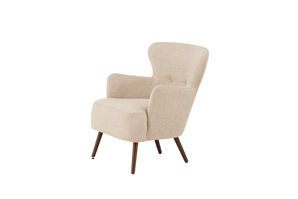 Lincoln fåtölj valnötsbrun/beige bouclé