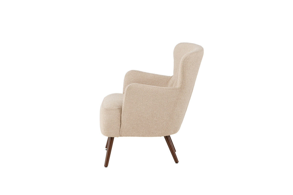 Lincoln fåtölj valnötsbrun/beige bouclé