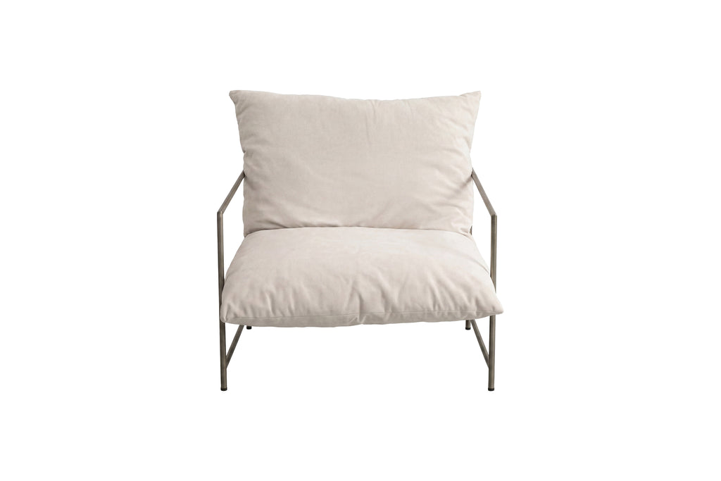 Sedalia fåtölj beige med bronsfärgad stomme