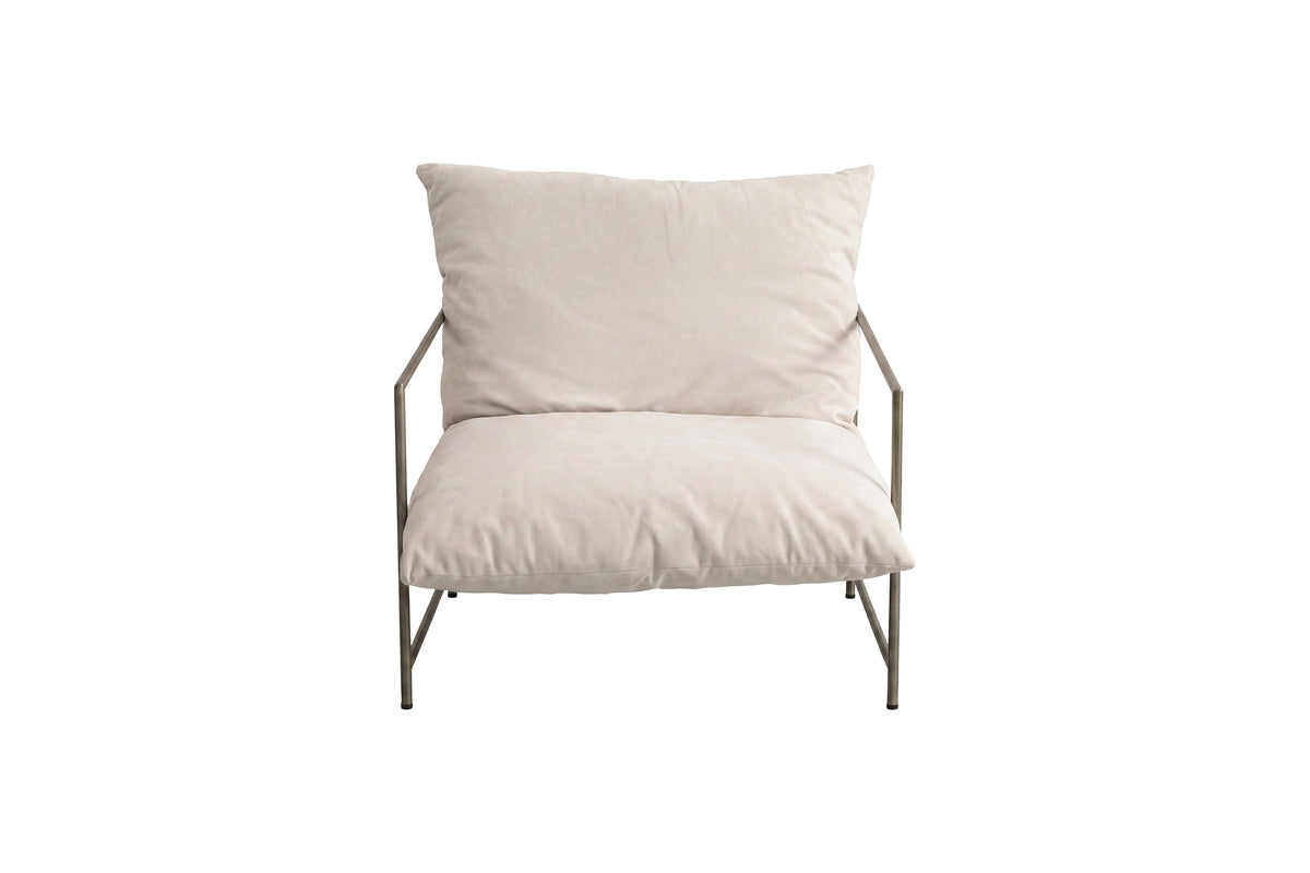 Sedalia fåtölj beige med bronsfärgad stomme