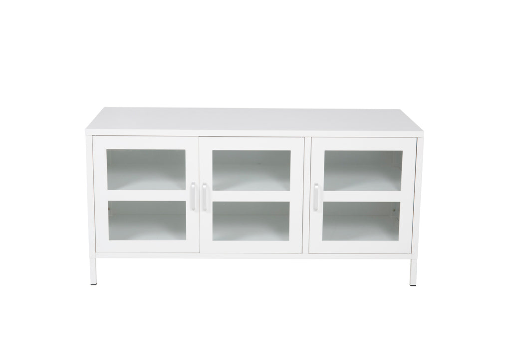 Acero tv-bänk vit i glas och stål
