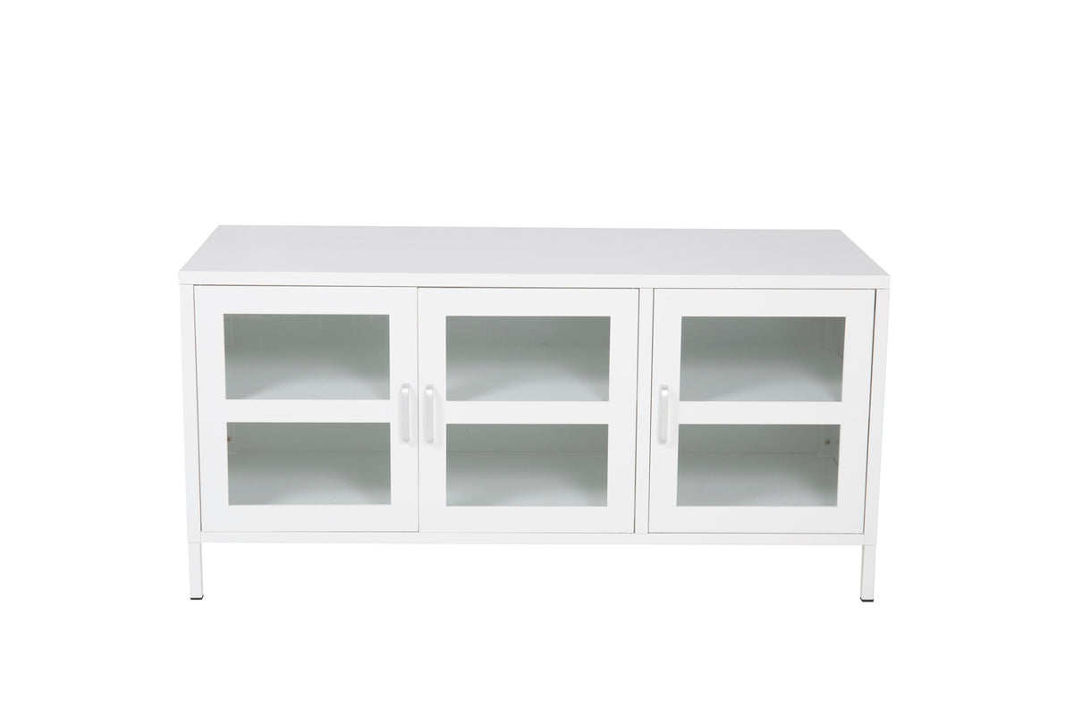 Acero tv-bänk vit i glas och stål