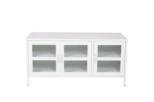 Acero tv-bänk vit i glas och stål