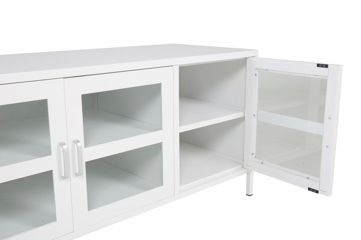 Acero tv-bänk vit i glas och stål