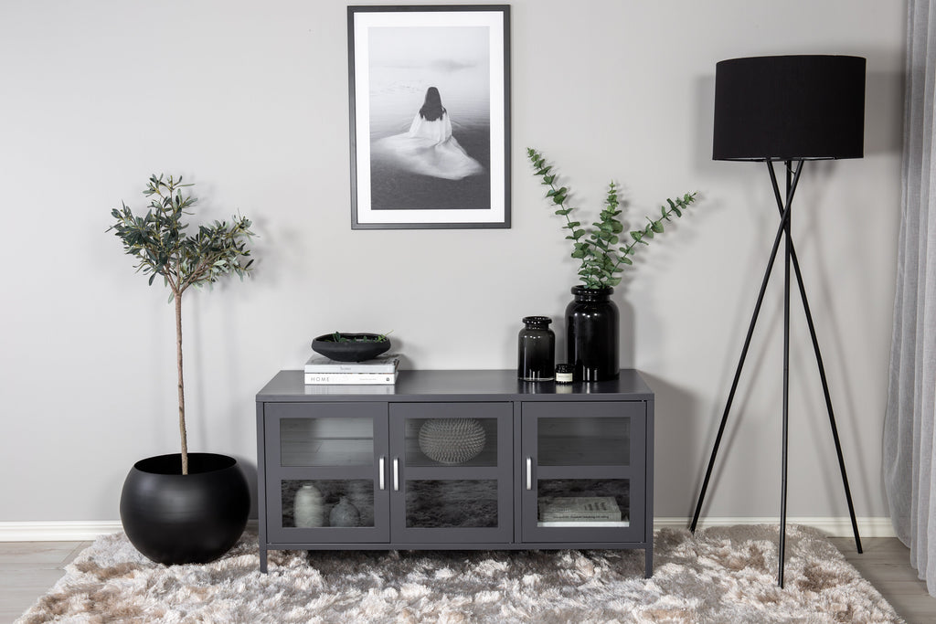 Acero tv-bänk ljusgrå i glas och stål