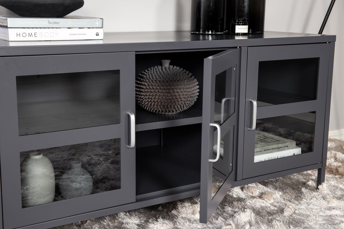 Acero tv-bänk ljusgrå i glas och stål