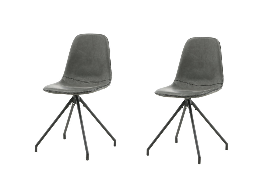 Polar matstol med snurrfunktion 2-pack svart konstläder med svarta ben och sömmar