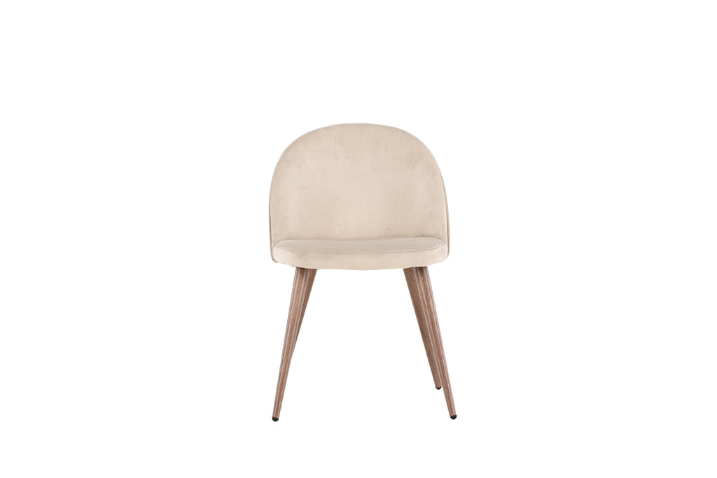 Velvet matstol 2-pack beige polyestersammet med ben i träimitation