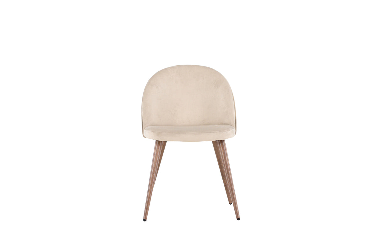 Velvet matstol 2-pack beige polyestersammet med ben i träimitation