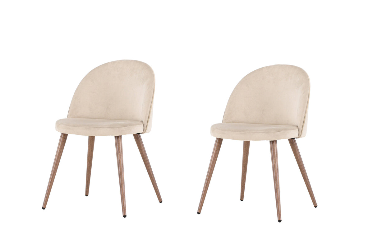 Velvet matstol 2-pack beige polyestersammet med ben i träimitation