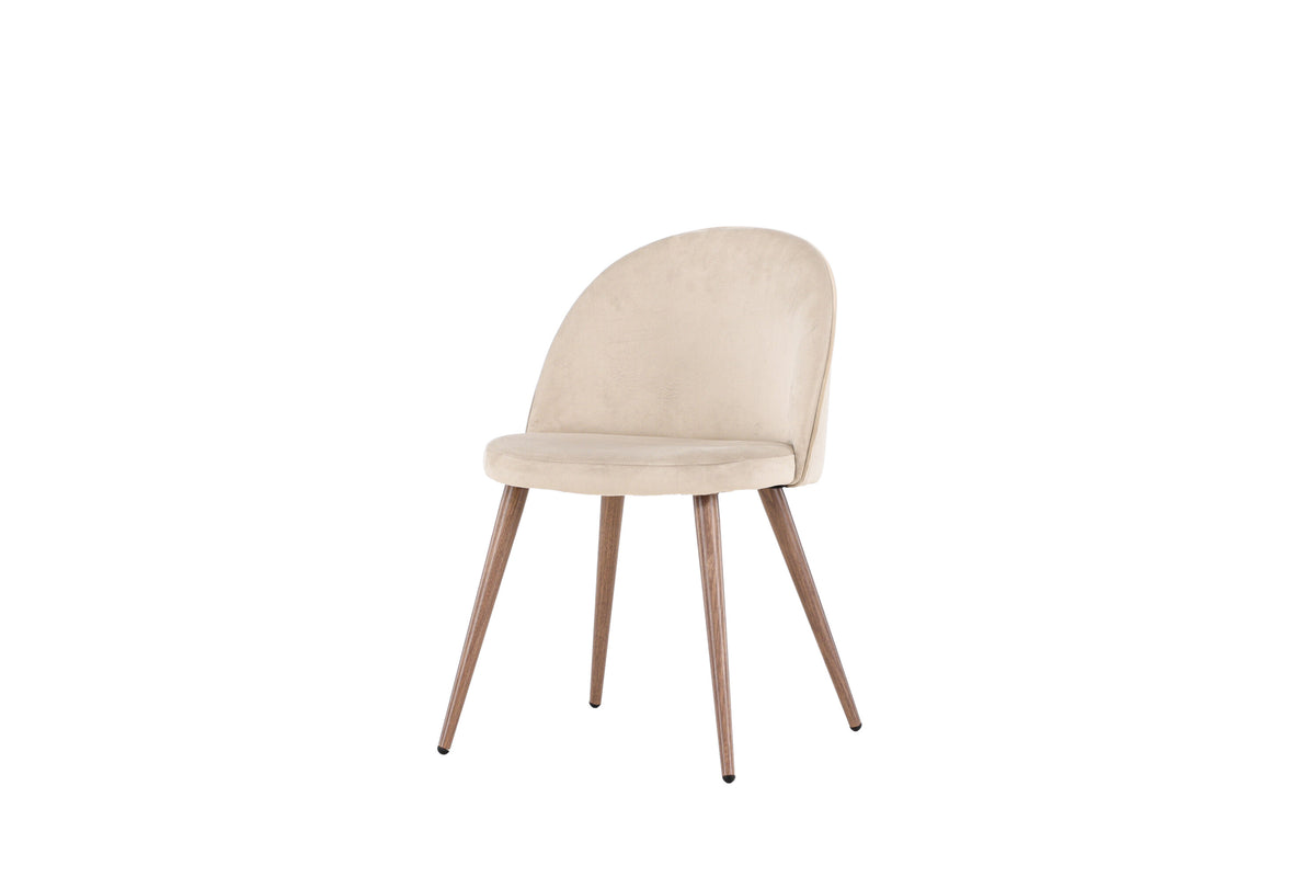 Velvet matstol 2-pack beige polyestersammet med ben i träimitation