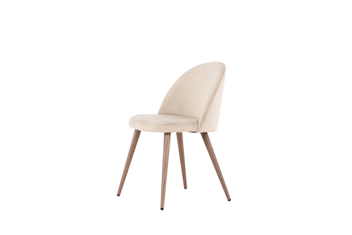 Velvet matstol 2-pack beige polyestersammet med ben i träimitation
