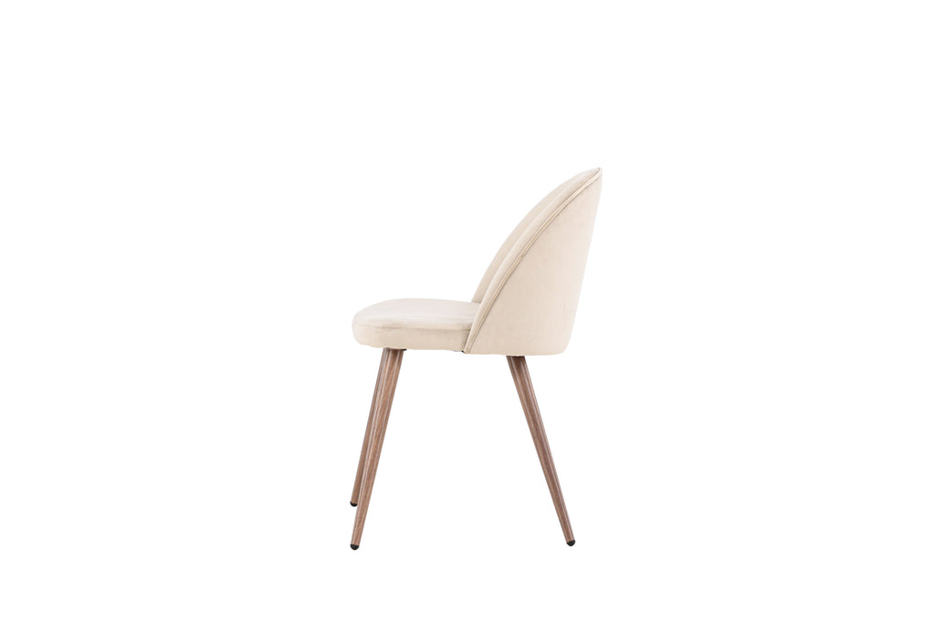 Velvet matstol 2-pack beige polyestersammet med ben i träimitation