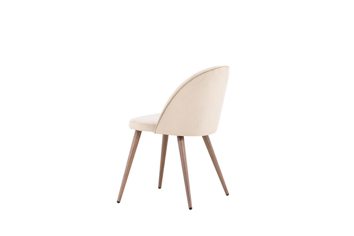 Velvet matstol 2-pack beige polyestersammet med ben i träimitation