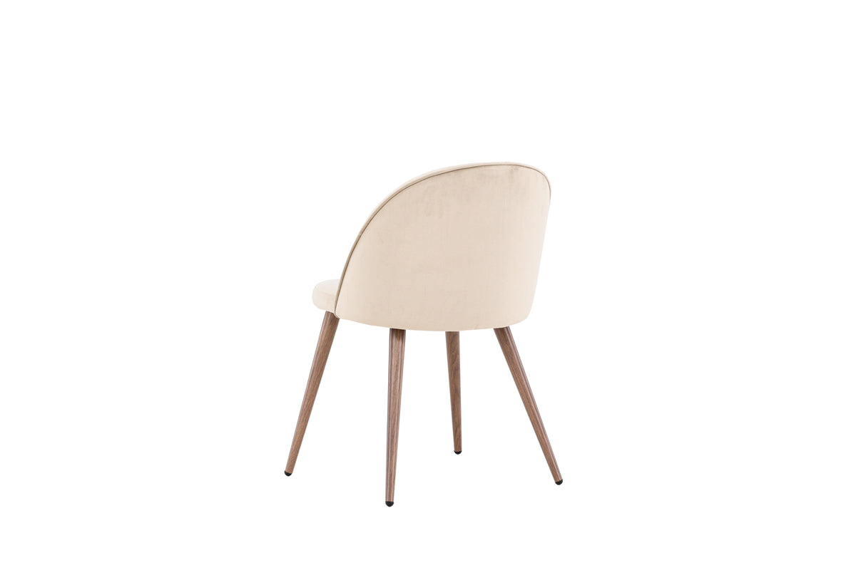 Velvet matstol 2-pack beige polyestersammet med ben i träimitation