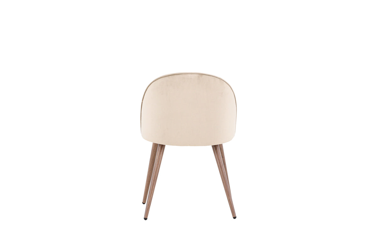 Velvet matstol 2-pack beige polyestersammet med ben i träimitation