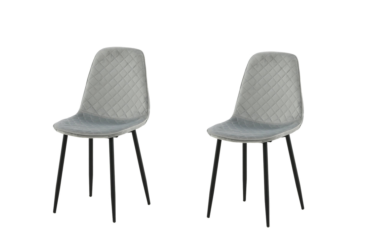 Polar Diamond matstol 2-pack grå sammet med svarta ben