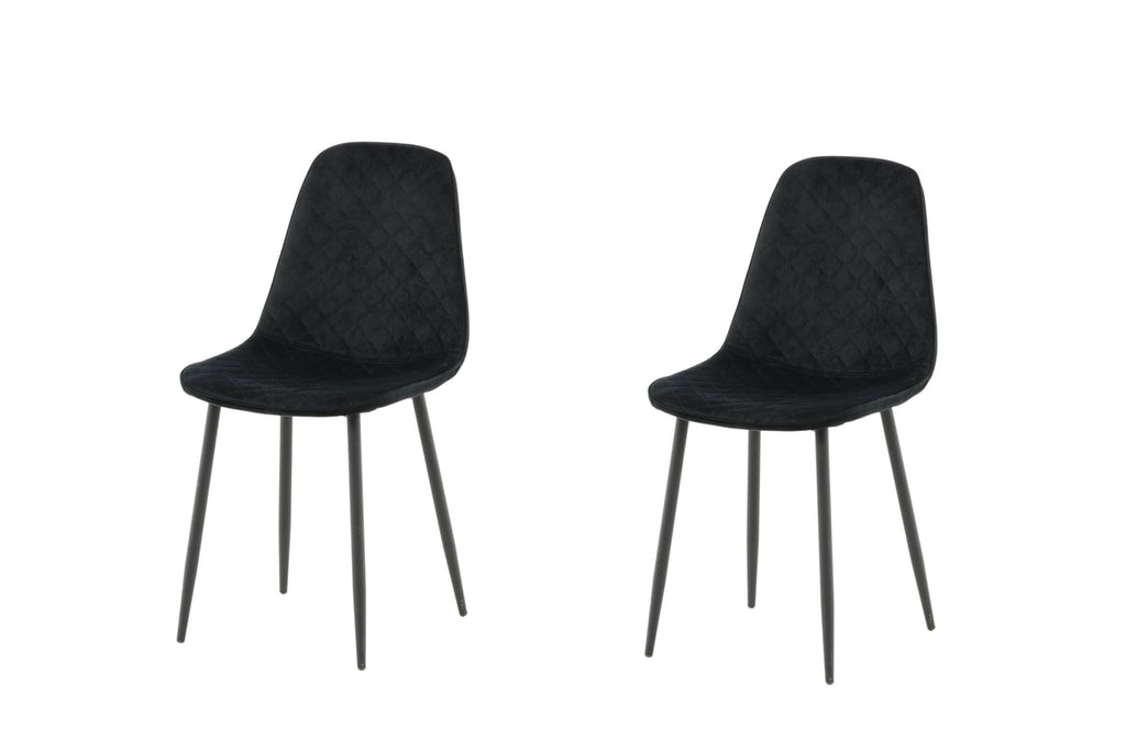 Polar Diamond matstol 2-pack svart sammet med svarta ben