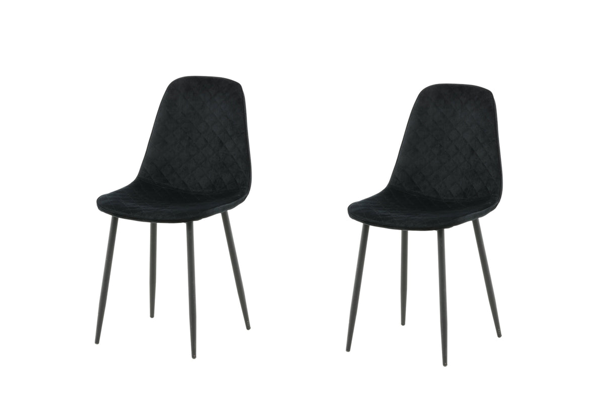 Polar Diamond matstol 2-pack svart sammet med svarta ben