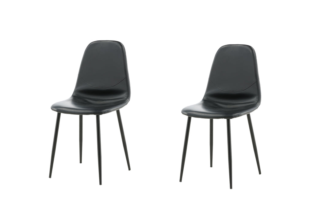 Polar matstol 2-pack svart konstläder med svarta ben