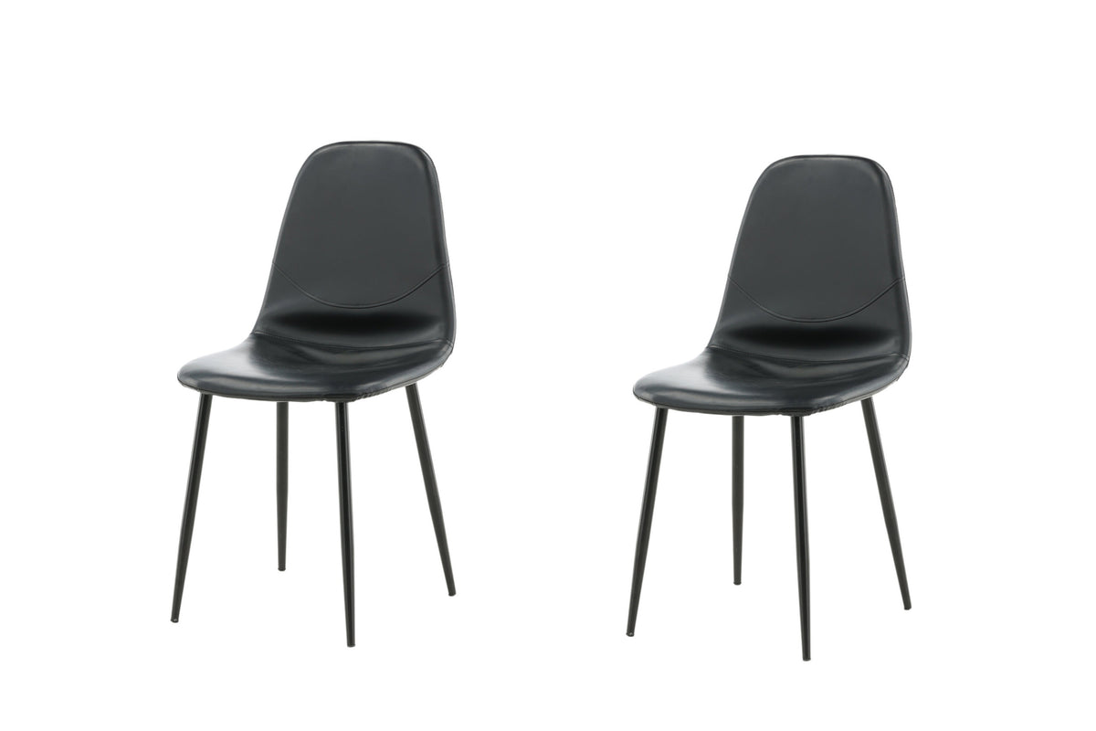 Polar matstol 2-pack svart konstläder med svarta ben